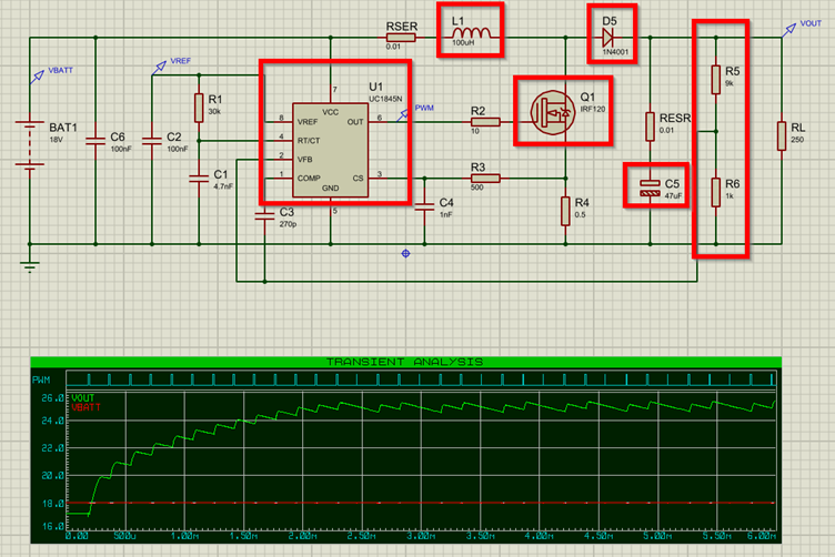 UC1845 Proteus Schematic Sample.