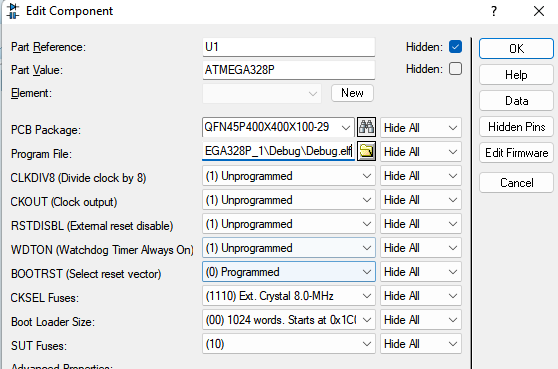 Firmware and fuse specification on the AVR.