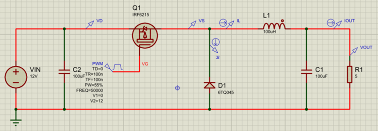Buck Converter Sample with Switch On.