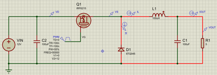 Buck Converter Sample with Switch Off.