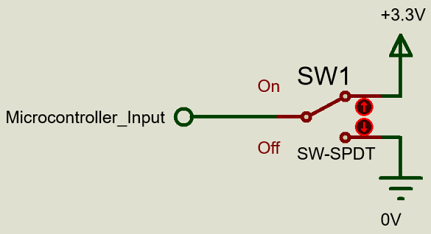 Picture of a single pole double throw switch.
