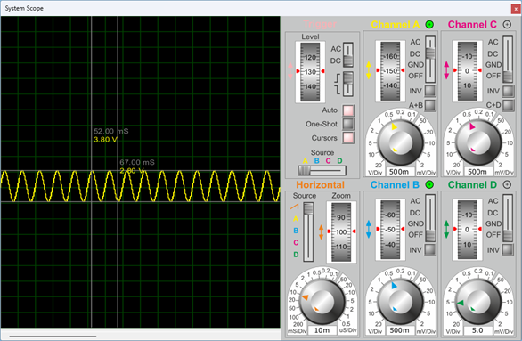 Power Supply output on the Oscilloscope.