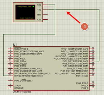 Software UART Schematic with LPC111x Microcontroller.