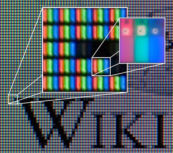 Pixels in a grid formation
