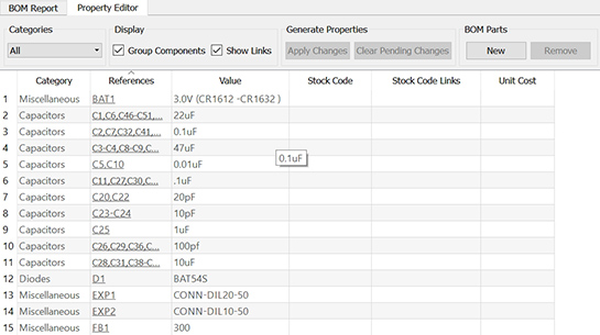 Edit the Bill of Materials easily in a spreadsheet style editor.