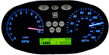 Car dashboard instruments created using Proteus.