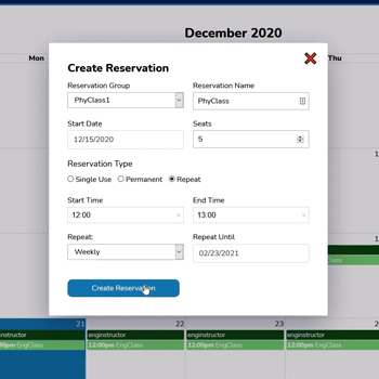 Calendar based licence reservation system.