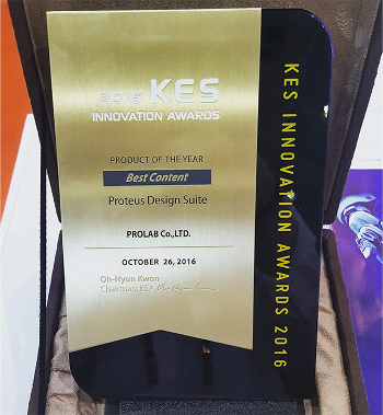 Proteus Design Suite receives an innovation aware for product of the year best content at the Korea Electronics Show 2016.