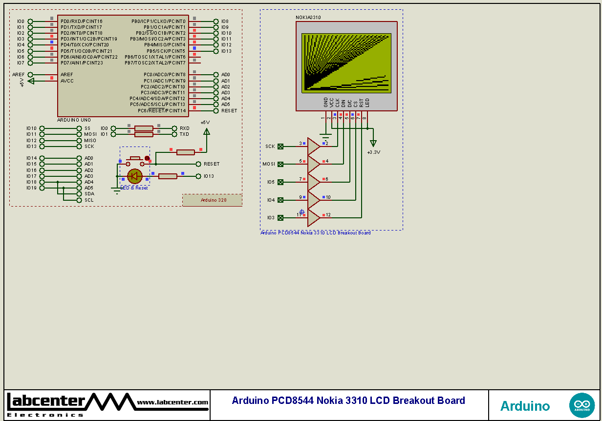 Arduino PCD8544 Nokia 3310 LCD Breakout Board