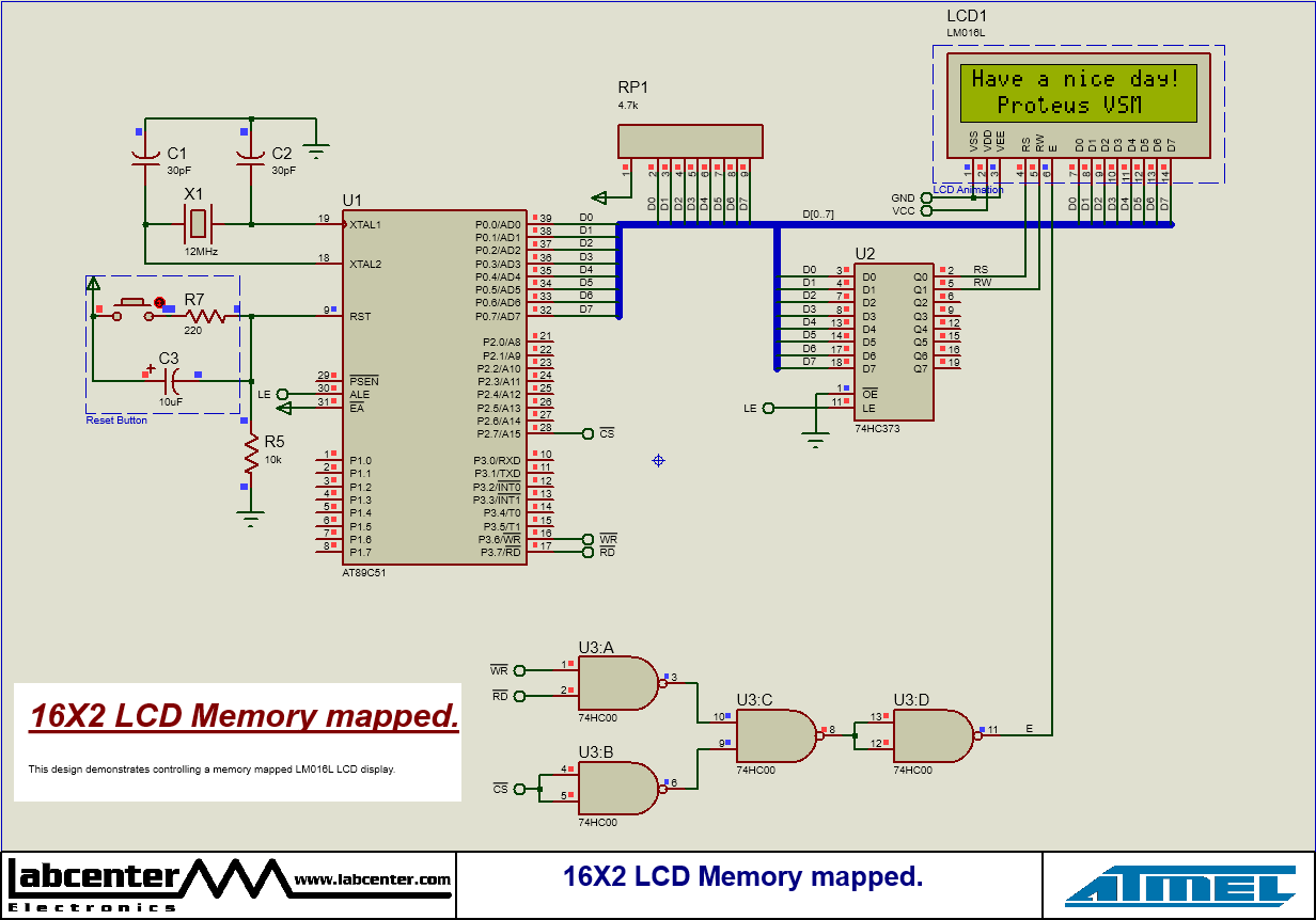 8051 with Memory Mapped LCD1602