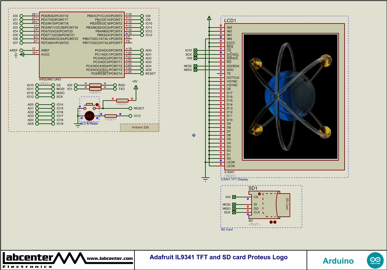 Adafruit IL9341 TFT and SD card Proteus Logo