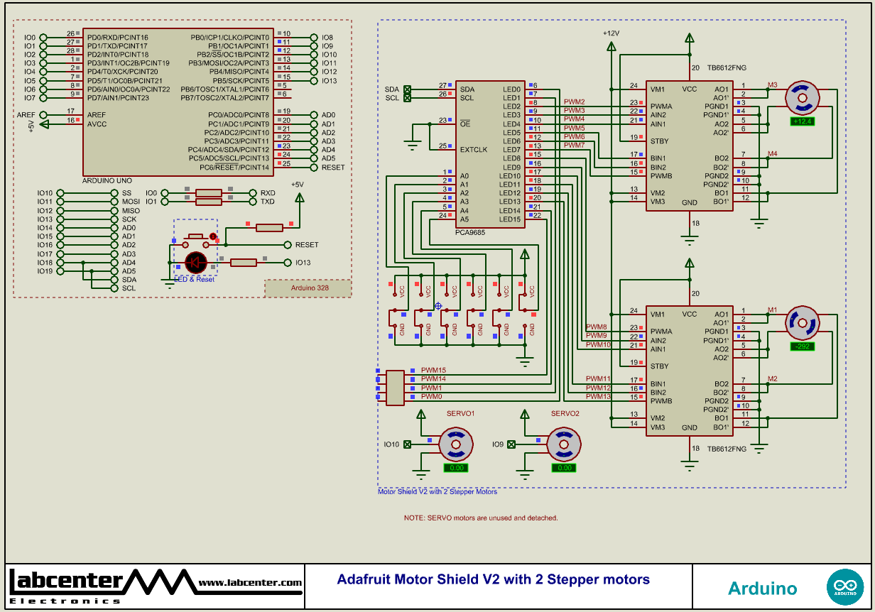 Adafruit Motor Shield V2 with 2 Stepper motors