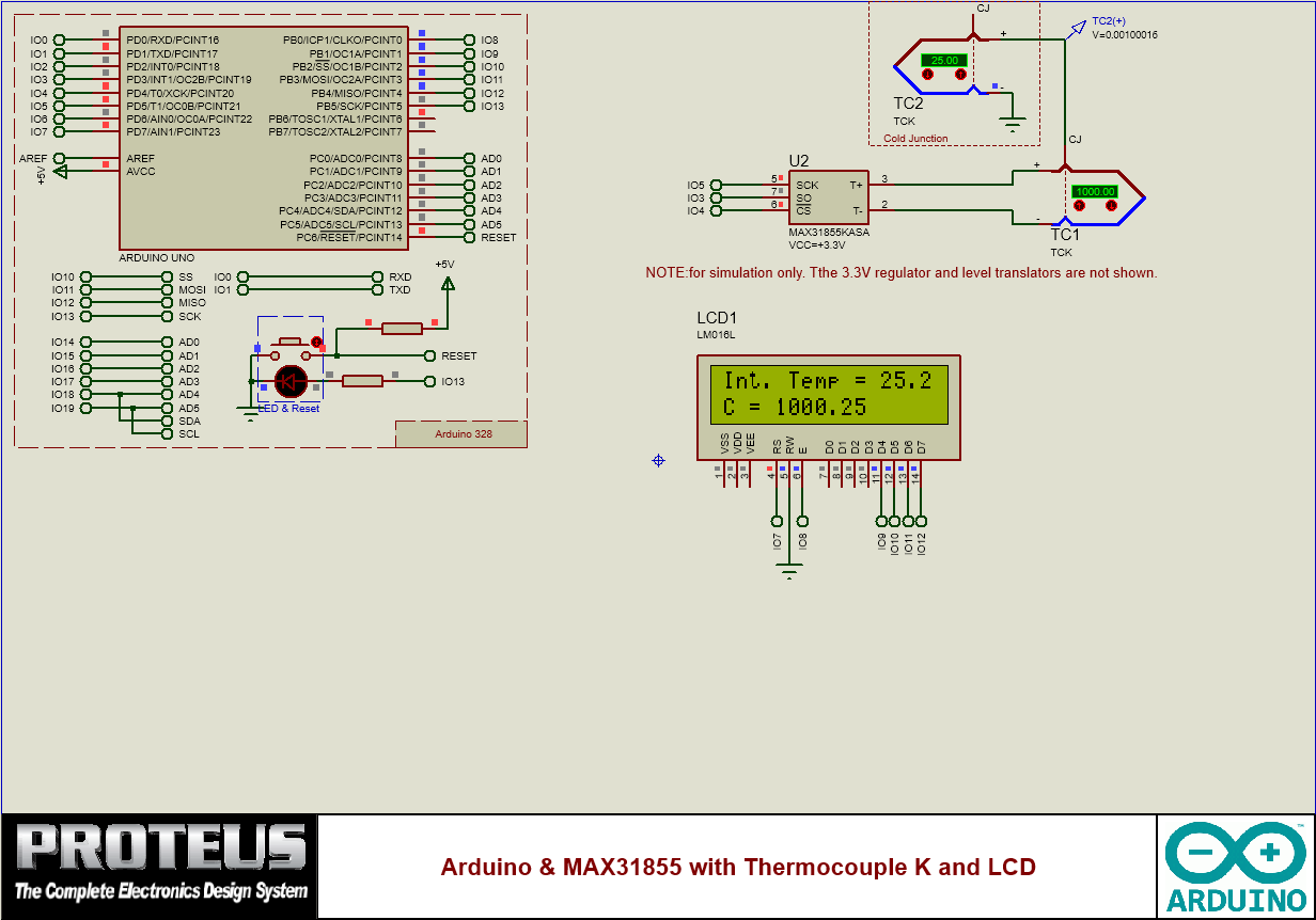 Arduino & MAX31855 with Thermocoupe K and LCD