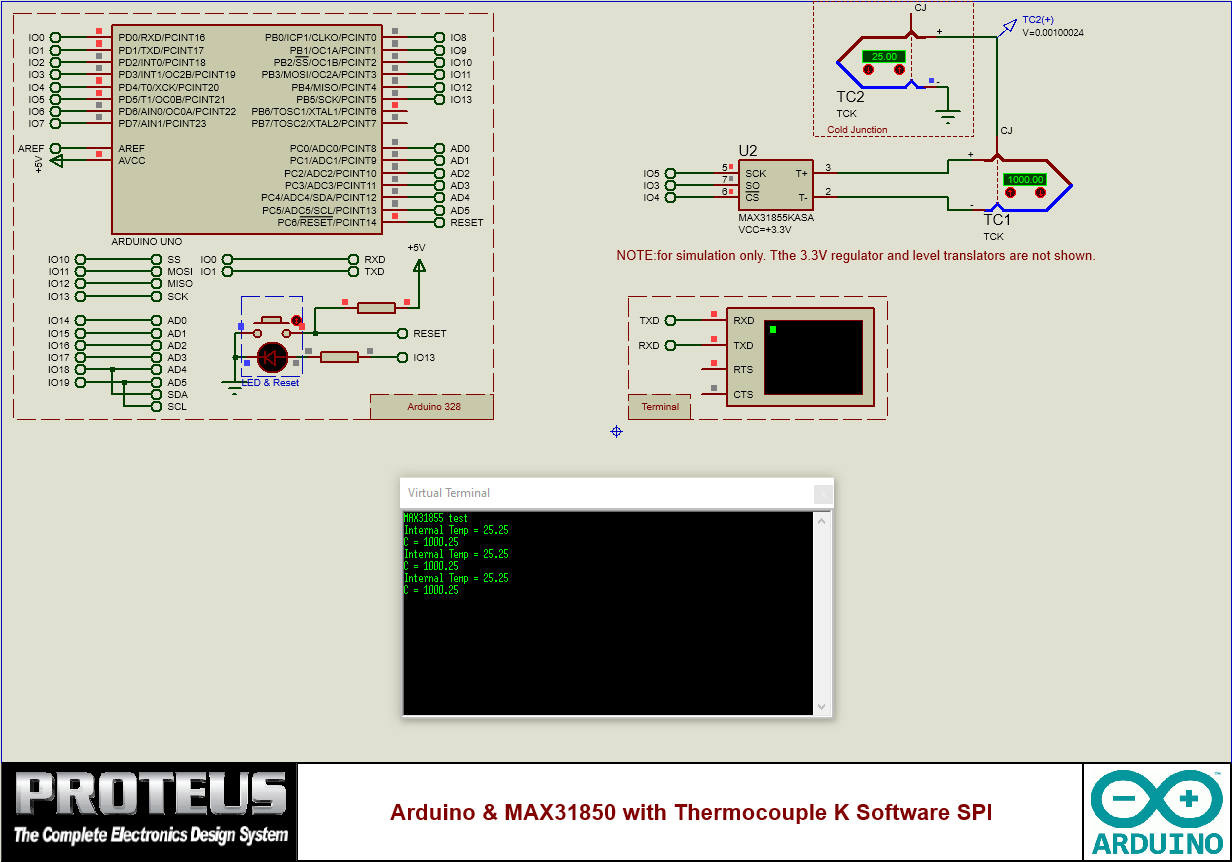 Arduino & MAX31855 with Thermocouple K Software SPI