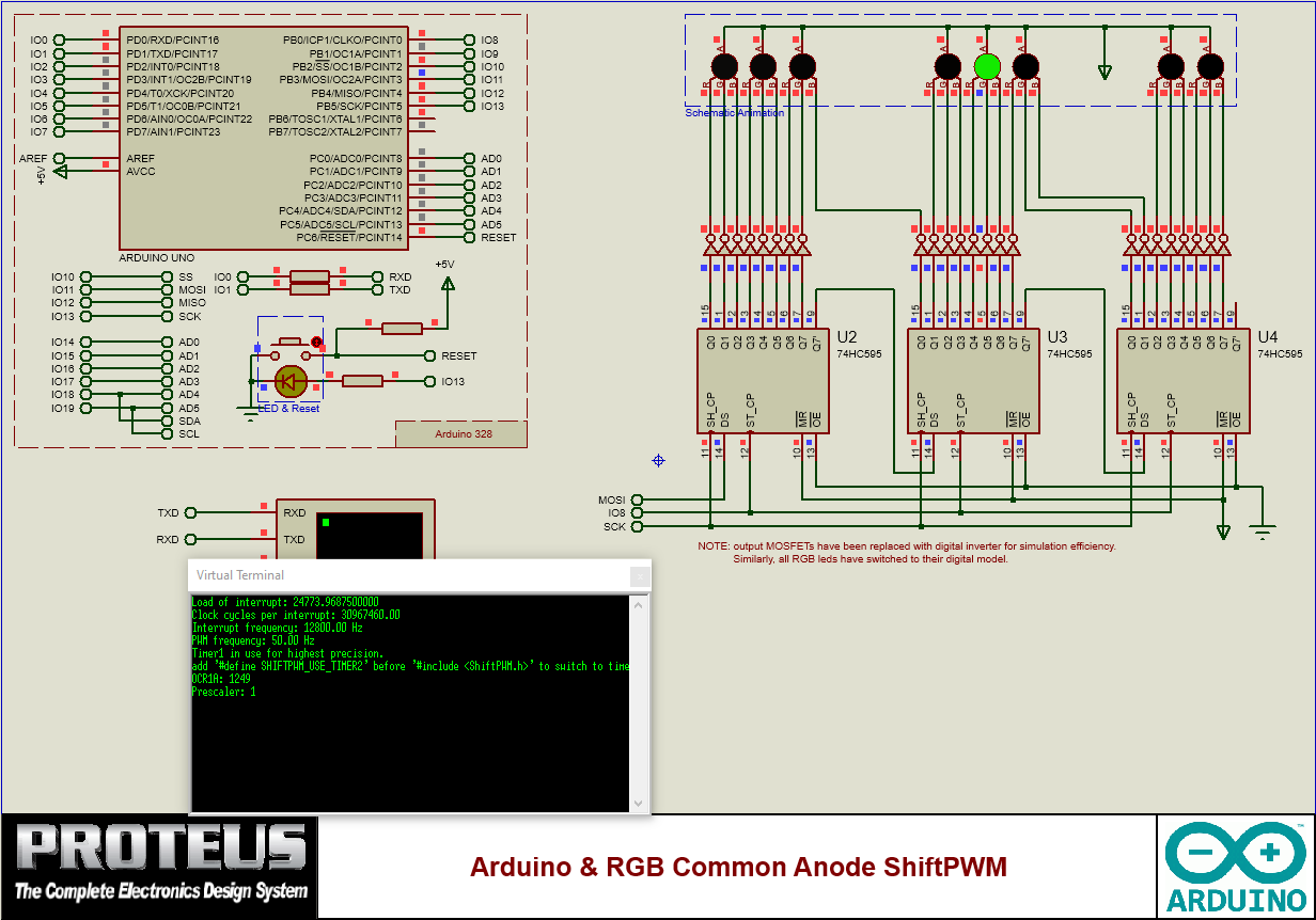 Arduino & RGB Common Anode LED ShiftPWM