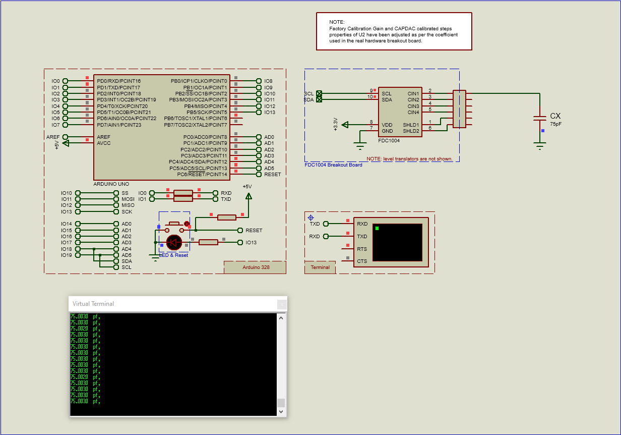 Arduino FDC1004 Breakout Board Test