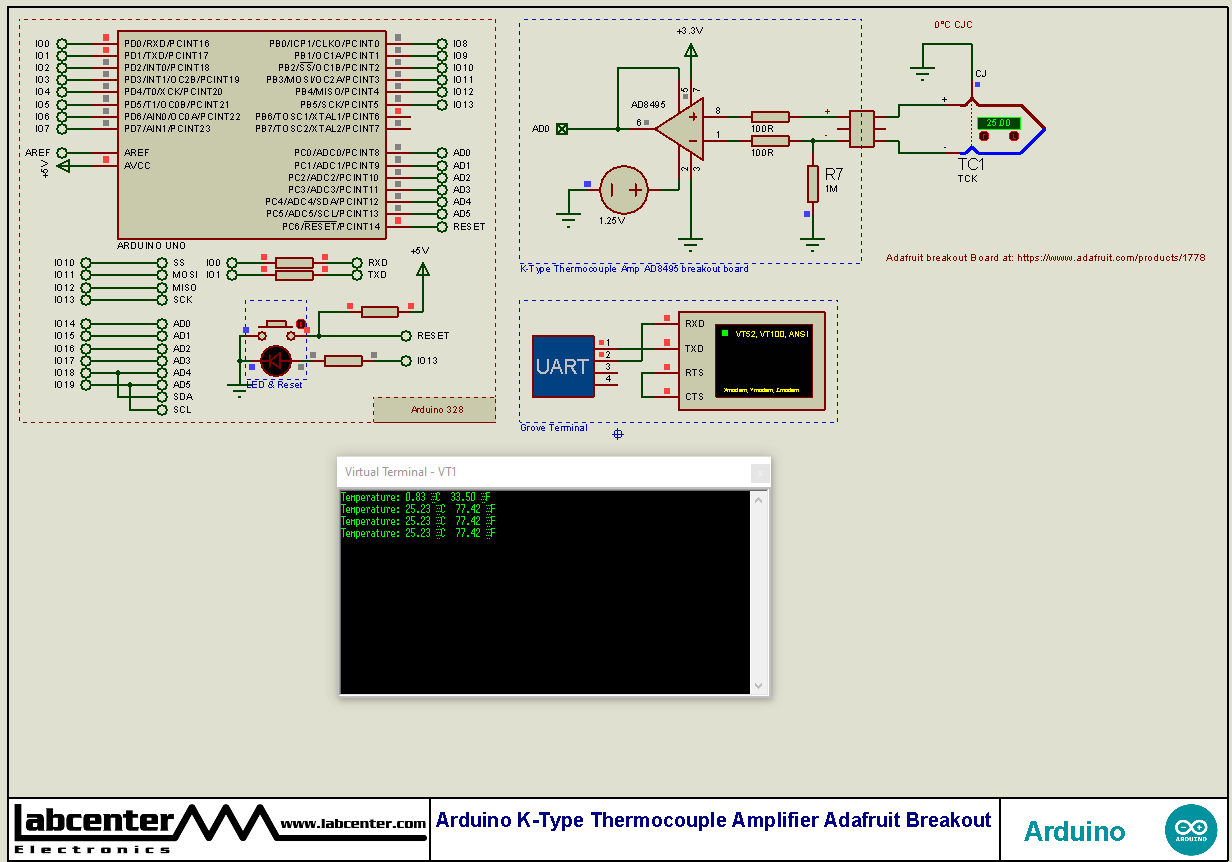 Arduino K-Type Thermocouple Amplifier Adafruit Breakout