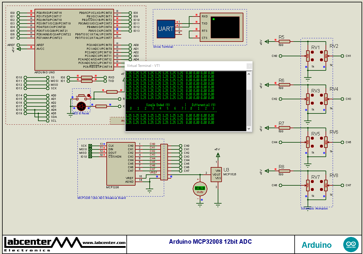 Arduino MCP32008 12bit ADC