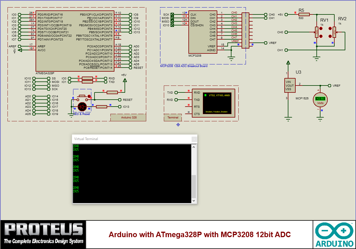 Arduino MCP3208 12bit ADC