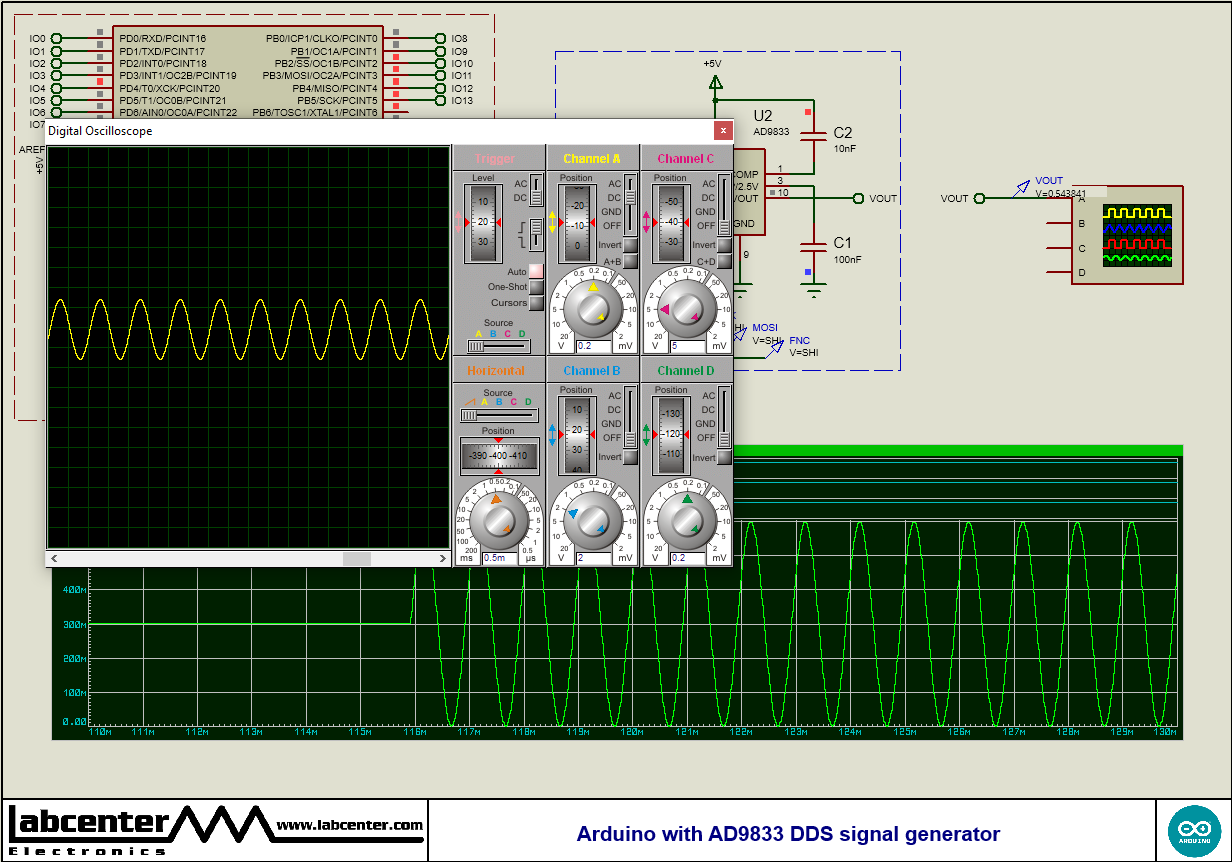 Arduino with AD9833 DDS signal generator