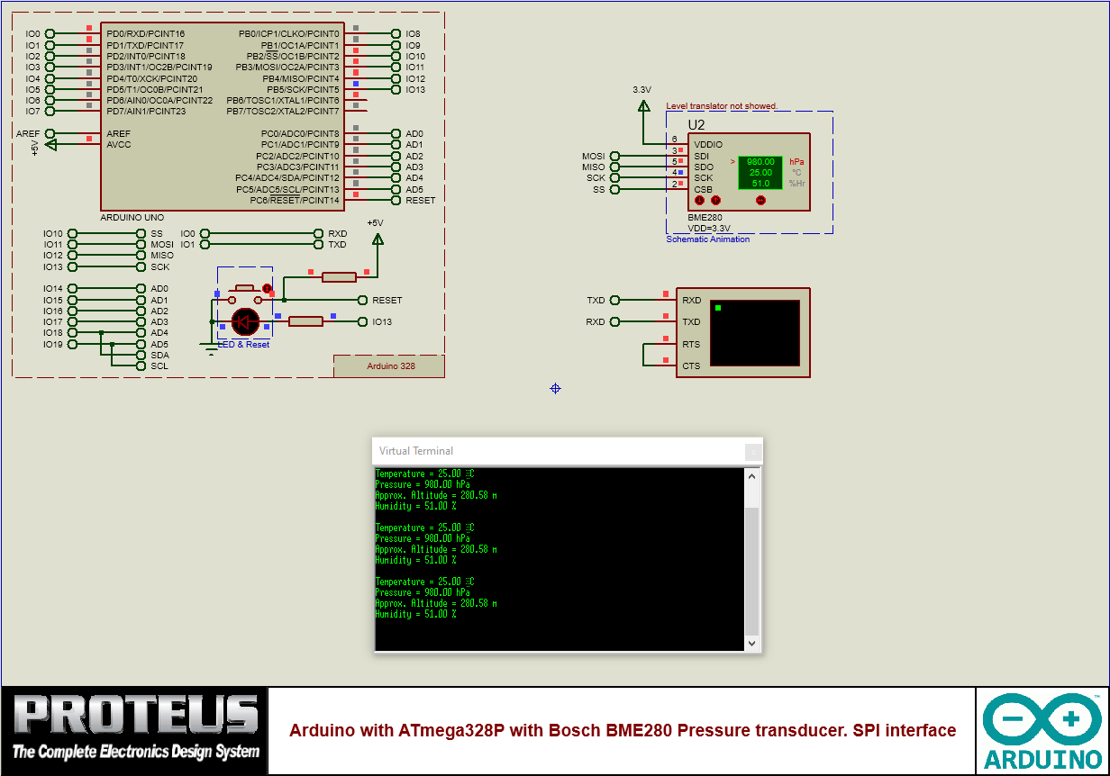 Arduino with Bosh BMP280 Pressure transducer - SPI interface