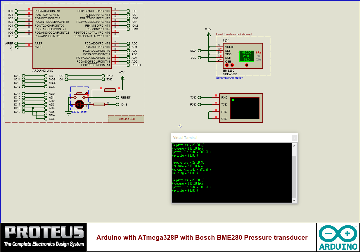 Arduino with Bosh BMP280 Pressure transducer