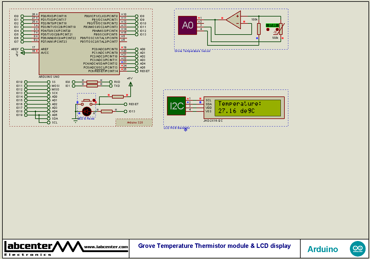 Grove Temperature Thermistor module & LCD display