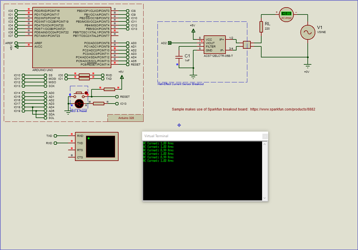 Hall-Effect Current Sensor Breakout Board AC measure