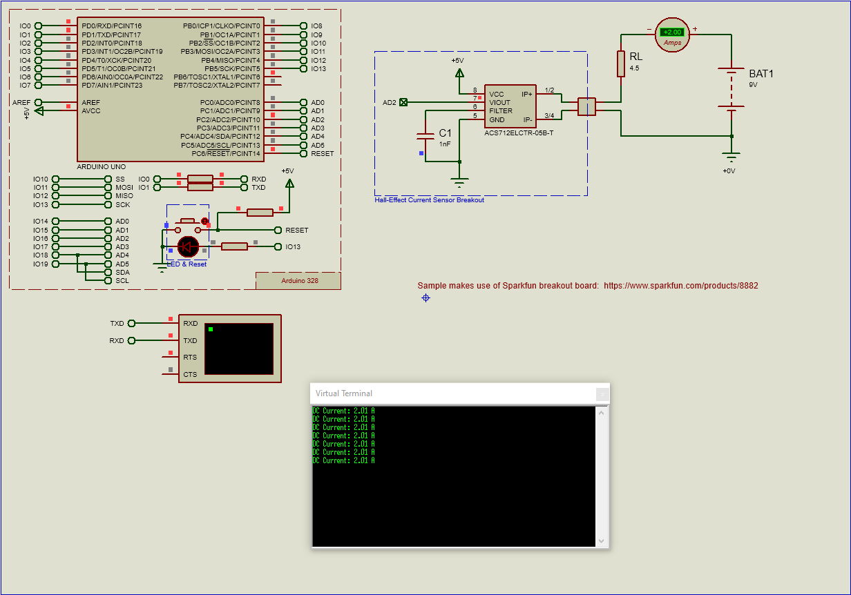 Hall-Effect Current Sensor Breakout Board DC measure