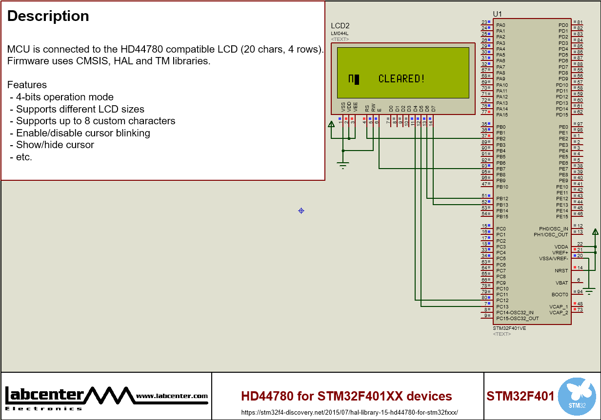 HD44780 for STM32F401XX devices