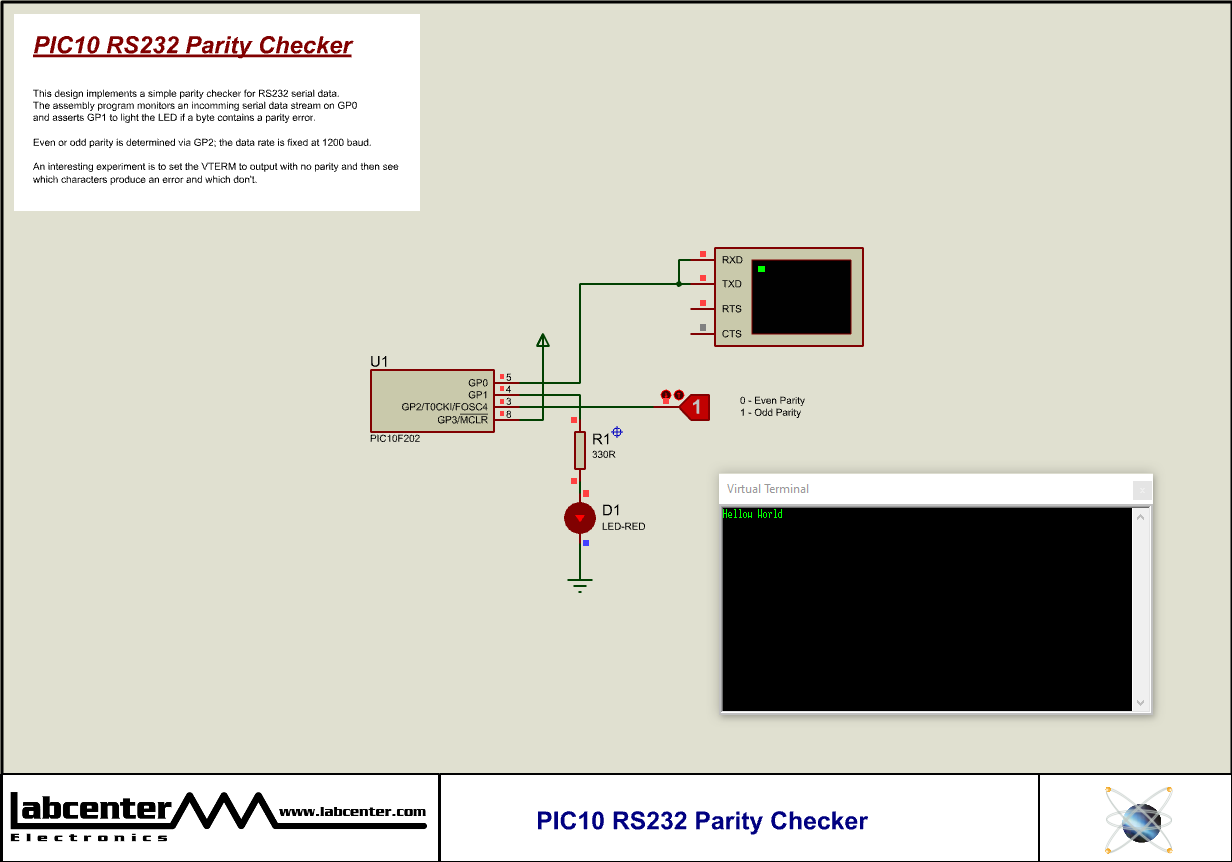 PIC10 RS232 Parity Checker