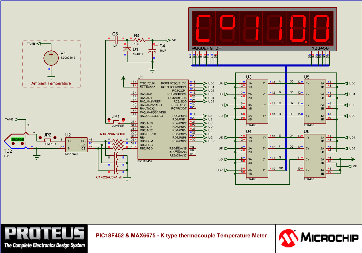 PIC18 and MAX6675 Thermometer