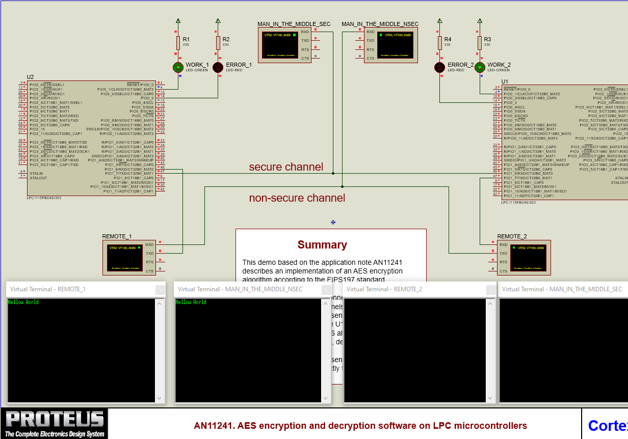 Terminal transmission secured by AES256 demo