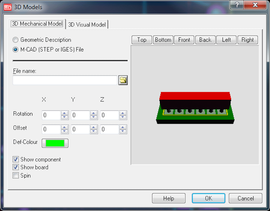Proteus can import 3D STEP models for PCB footprints from a wide variety of internet resources as well as from the PCB Library Expert Tool.