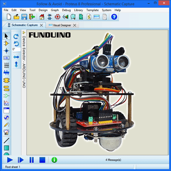 Both the ZUMO and the FUNDUINO are supported in Proteus Visual Designer.
