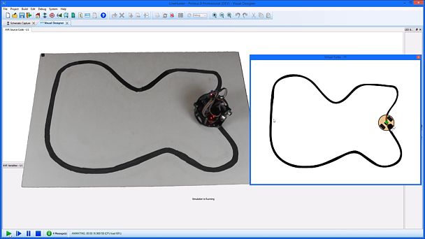 How to control a <a href='/turtles/#FlowchartProgramming' target='_blank'>Funduino Arduino Turtle inside Proteus Visual Designer using Embedded simulation</a> and flowchart debugging