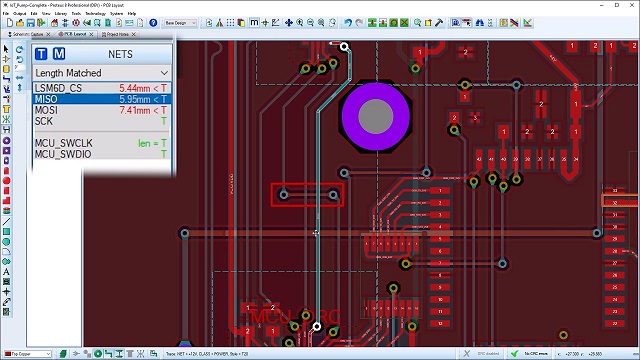 The length matching function of the PCB layout tool has now been updated to ensure re tuning of match groups takes place automatically after an edit any one of the tracks in the group.