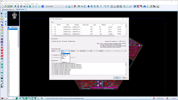 A short video demonstrating the ability to customise the the details of the <a href='/pcb/#formats' target='_blank'>pick and place file</a> in terms of both the information order and unique name of each of the file properties.