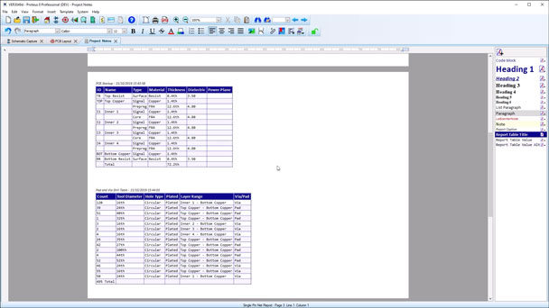 This short video gives the overview of <a href='/projectnotes/' target='_blank'>design reporting in the Proteus PCB CAD software</a> and how it can be used with quality control and manufacturing instructions.