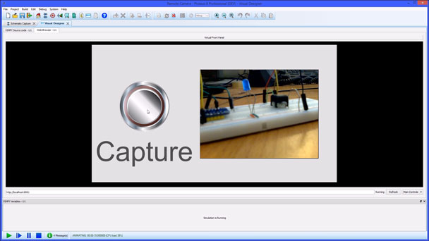 This video demonstrates the <a href='/iotbuilder/#workflow' target='_blank'>Raspberry Pi using IoT Builder by Proteus</a> to control the Raspberry Pi Camera and display the images taken in Simulation and hardware..