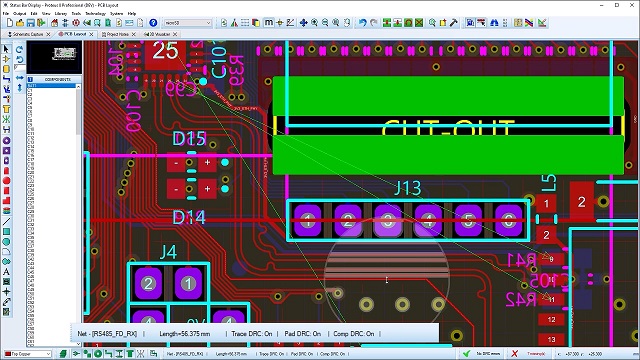 The status bar at the bottom of the PCB layout has been updated to include more information relating the the current tracking operation. This includes information on net and routing mode among others.