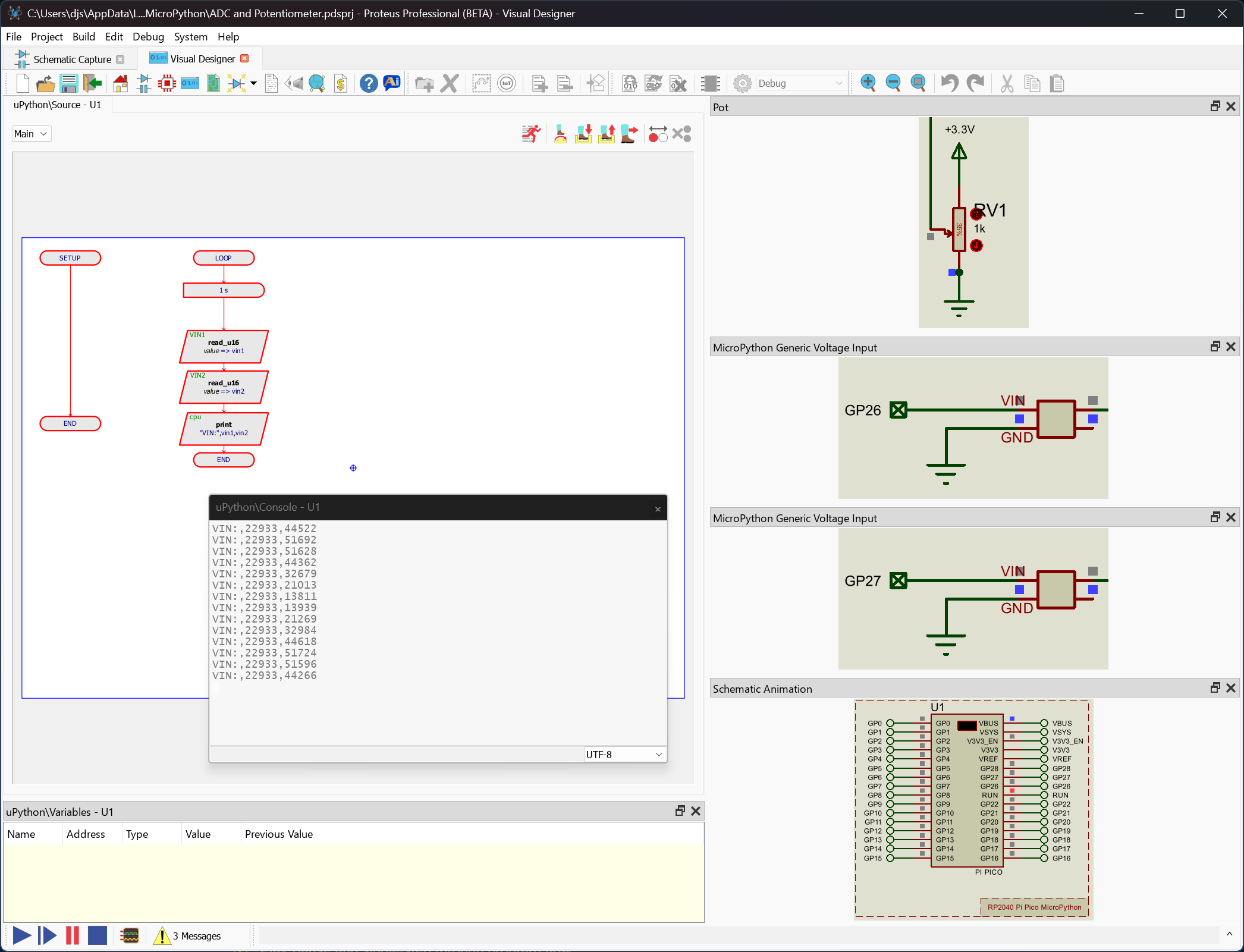 Place instruments, probe signals and watch behaviour during simulation.