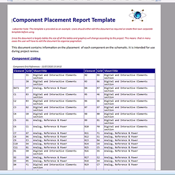 Component Placement Report.