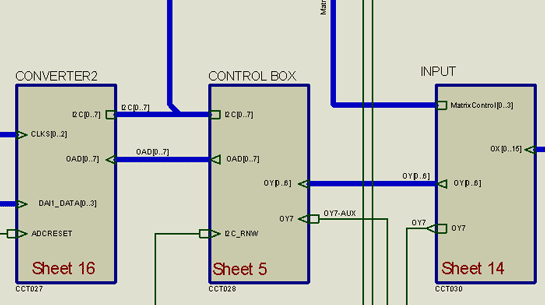 Busses and terminals connection hirearchy sub circuits.